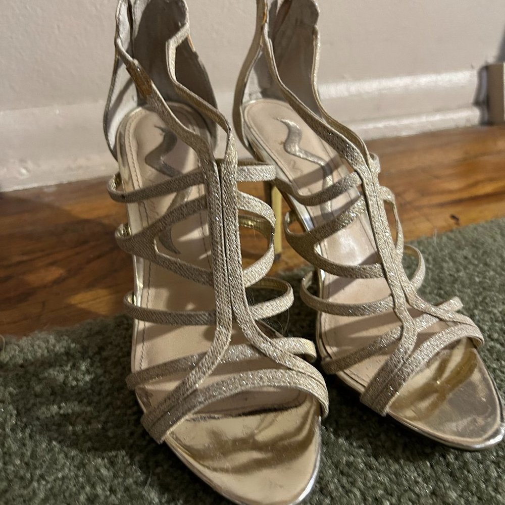 Sparkly gold stilettos